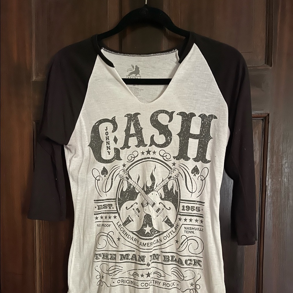 Johnny Cash Man in Black baseball T by Zion M